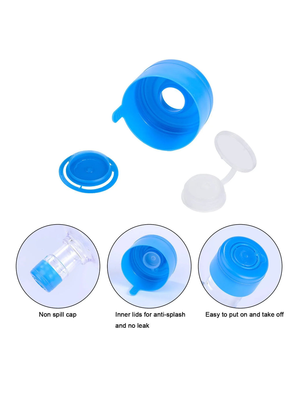 20 Pieces Non Spill 55 mm Water Jug Caps with 1 Piece Bottle Handle O7280