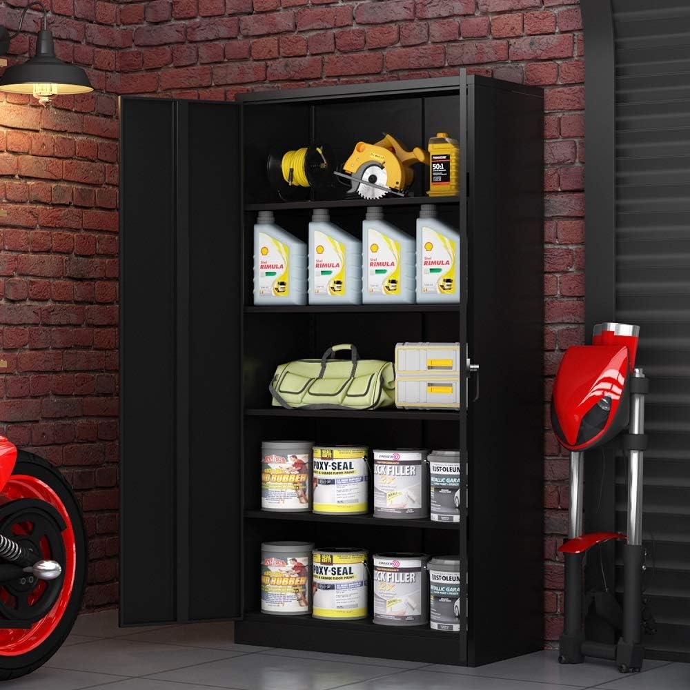 Metal Storage Cabinet with 2 Doors and 4 Adjustable Shelves D6897