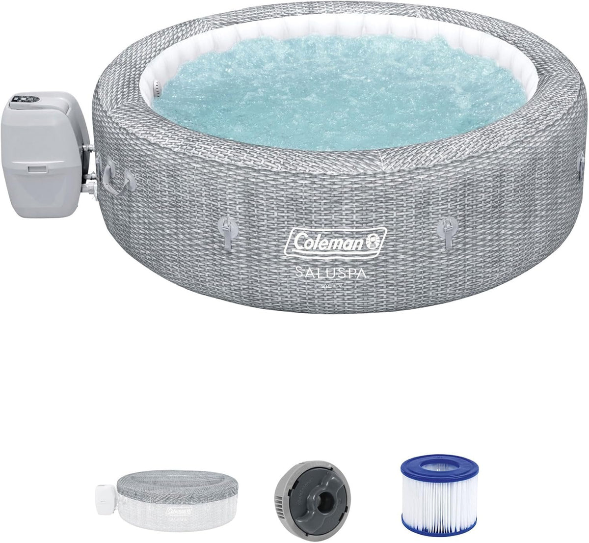 Inflatable Hot Tub with Seat and Headrest Pillows S279344