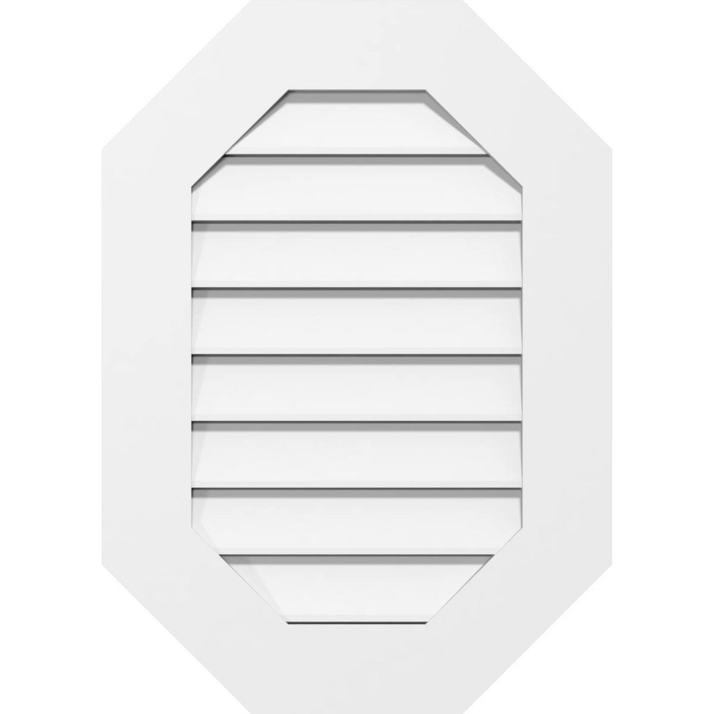 Vertical Elongated Octagon Surface Mount PVC Gable Vent S9950