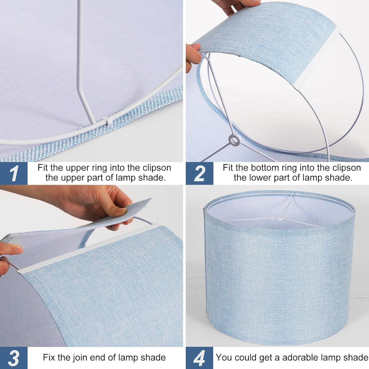 Blue 13" x 13" x 10" Drum Fabric Lamp Shades Set of 2 F43863