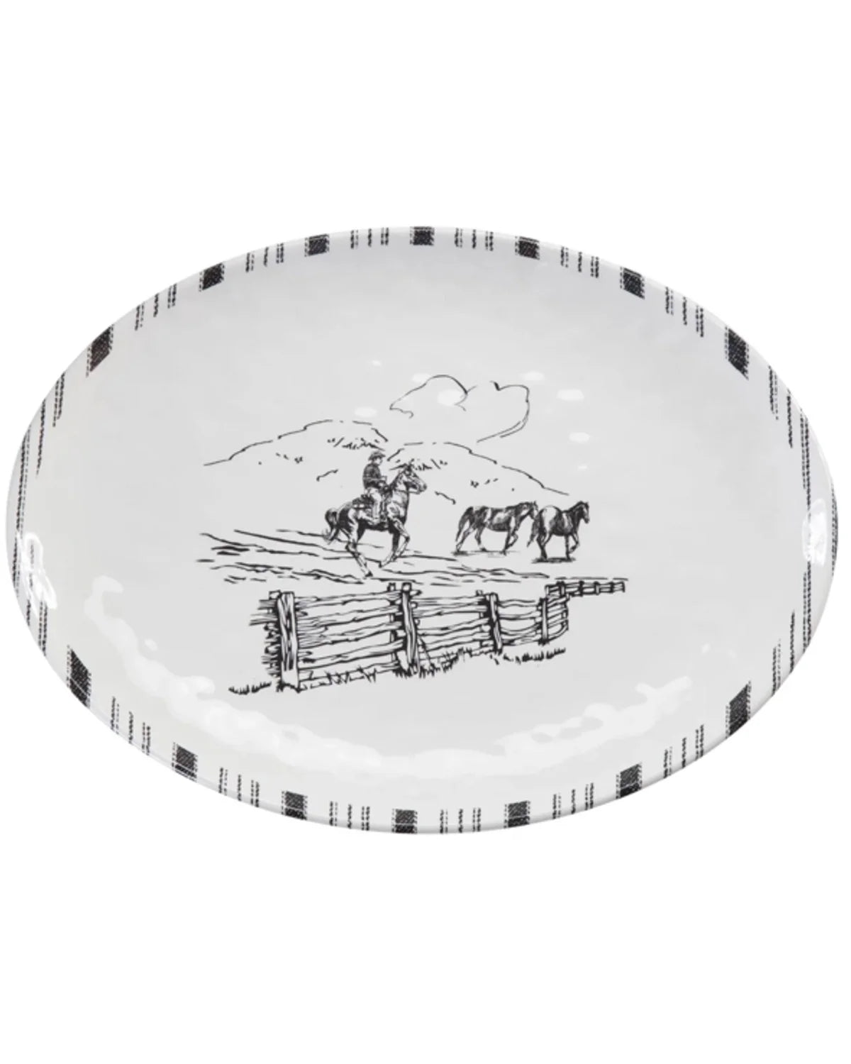 14-Piece Melamine Dinnerware Set Black/White Q12552