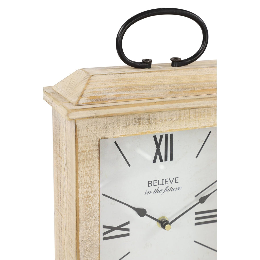 Rectangular Beige Wooden Table Clock N46871