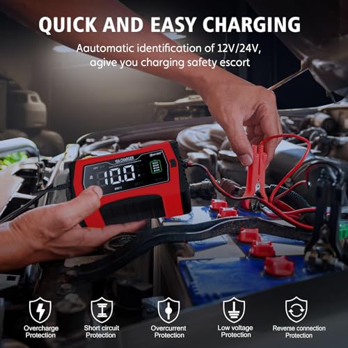 10-Amp 12V 24V Smart Car Battery Charger J418463