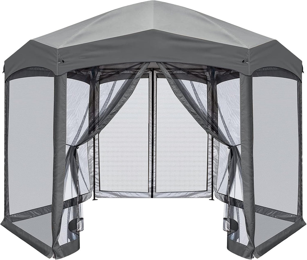 6 Sided Pop-Up Camping Gazebo with Mosquito Netting D82774