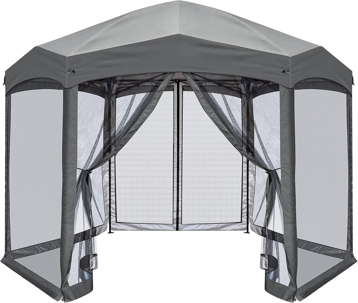 6 Sided Pop-Up Camping Gazebo with Mosquito Netting D82774