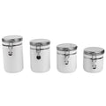 4 Piece Ceramic Canister Set with Stainless Steel Tops, White S49281