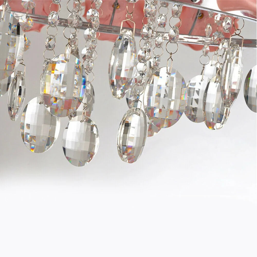 Pink Rose Flower Crystal Pendant Ceiling Lamp V20681