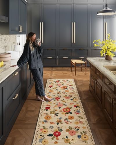 5'x7' Floral Vintage Low Pile Faux Wool Area Rug Y1905