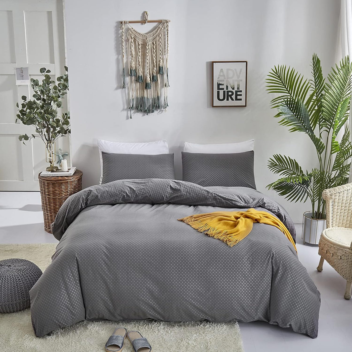 Yellow Floral 3Pcs Queen Comforter Set V205062