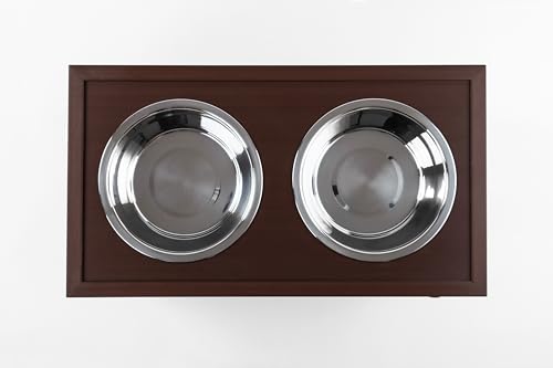 Elevated Dog Feeder with 2 Stainless Steel Bowls and Sliding Lid Storage Bin P9637