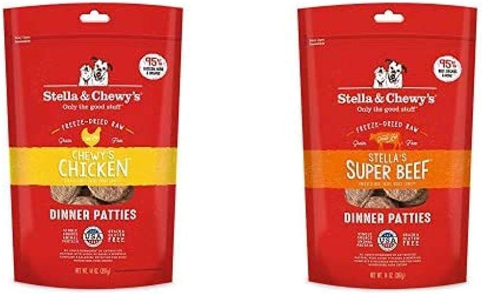 Freeze-Dried Raw Dinner Patties Dog Food, Bundle of 2, 14 oz. Bags, Chicken & Beef G461026