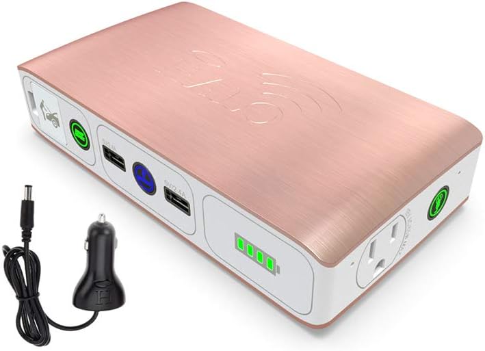 Rose Gold Portable Laptop Power Bank with AC Outlet and Car Charger U316146