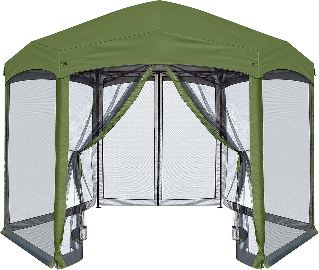 6 Sided Pop-Up Camping Gazebo with Mosquito Netting D82774
