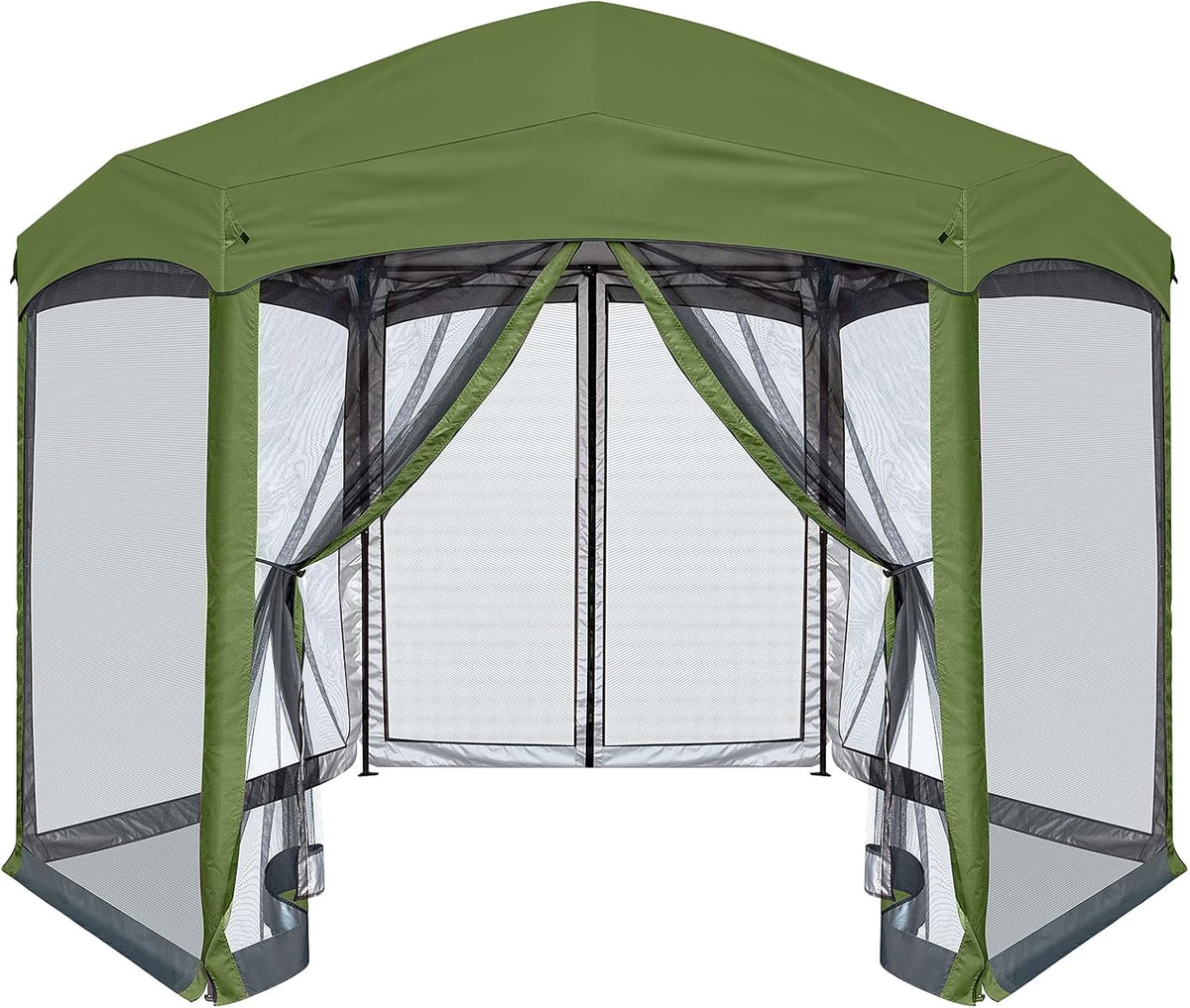 6 Sided Pop-Up Camping Gazebo with Mosquito Netting D82774