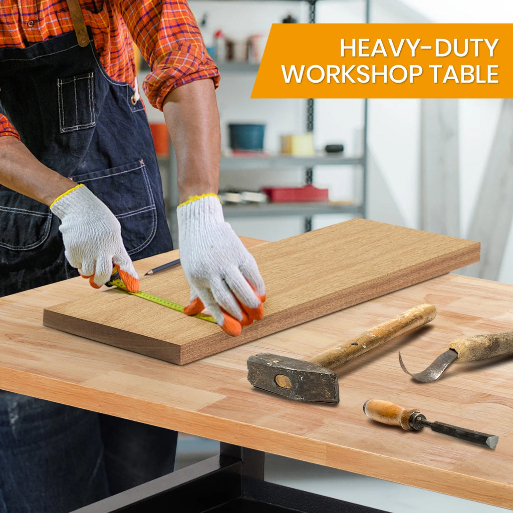 48" Adjustable Heavy-Duty Workbench with Rubber Wood Top X27730