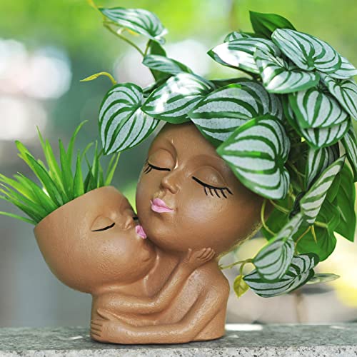 Black Head Resin Flower Pot F31333