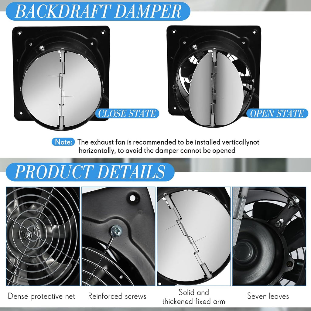 Black 6 Inch Exhaust Fan with Switch and Damper T104216
