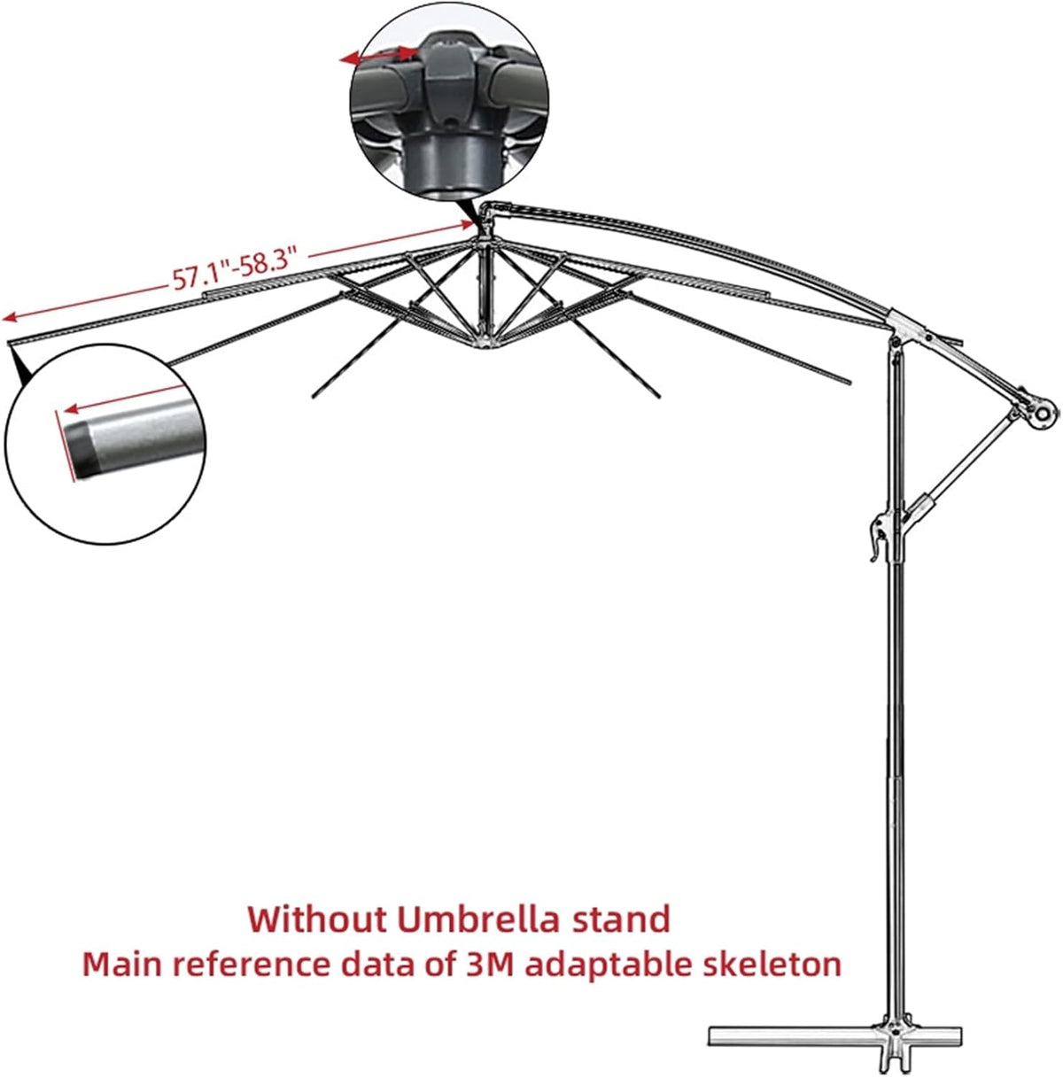 9.8ft Patio Umbrella Replacement Top Cover with 8 Ribs (White) N8420