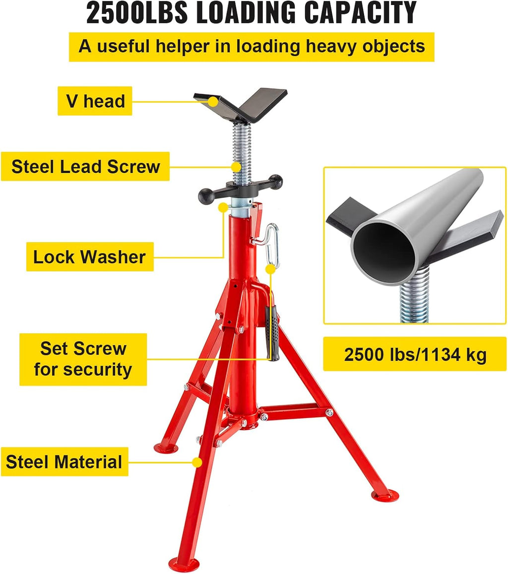 Adjustable Folding Steel Pipe Stands 28-52 Inch 2500 LB Pack of 2 J30556