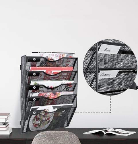 Black 3 Pocket Hanging Wall File Organizer A31090