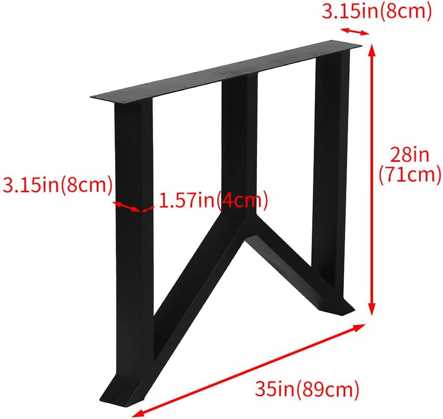 Black 28” Height 18” Wide Metal Table Legs 2 PCS W979