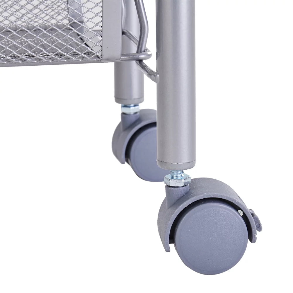 4 Tier Slim Storage Cart Mobile Shelving Unit Organizer Rolling Utility Cart Tower Rack Plastic Stainless Steel Silver X9225