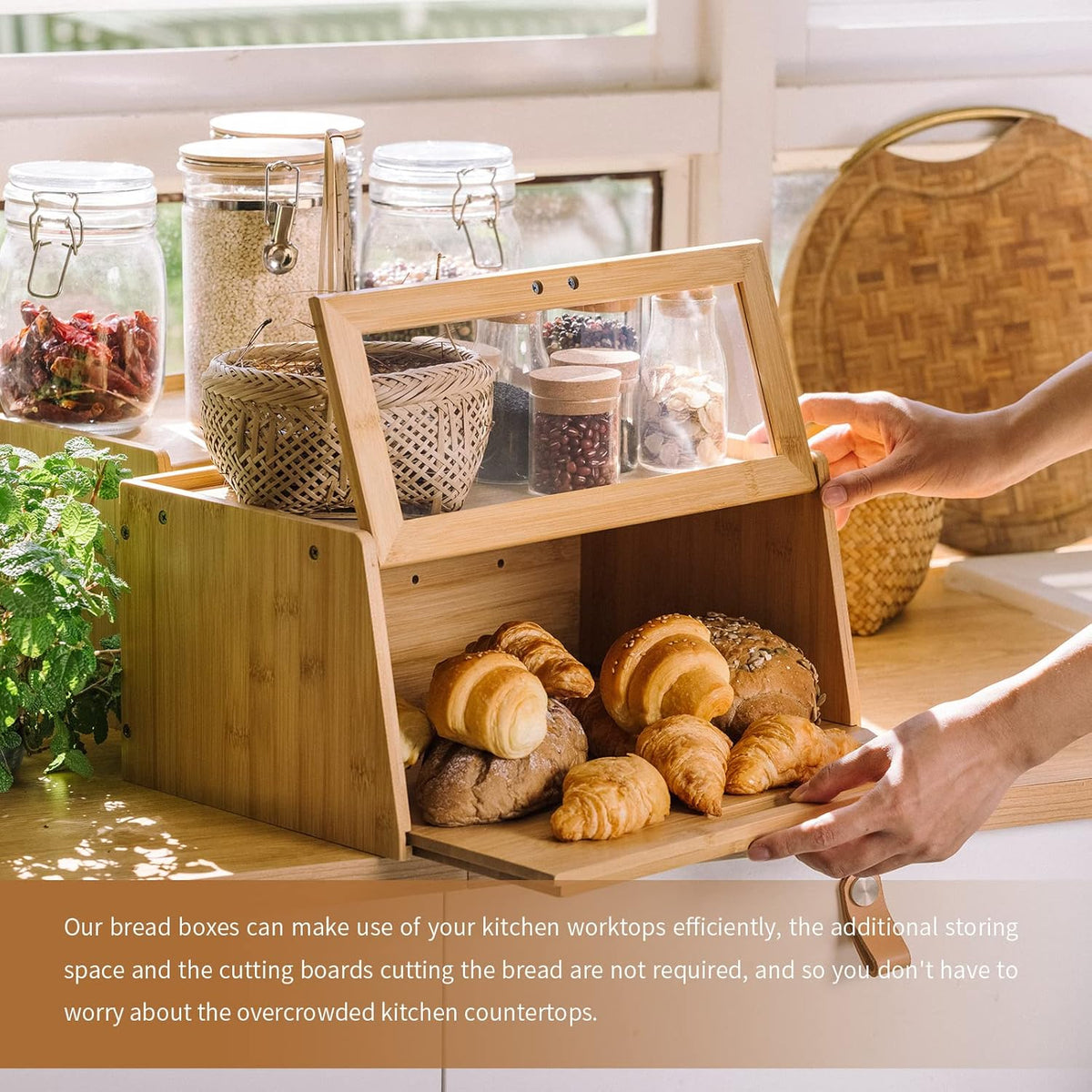 Bamboo Bread Box with Cutting Board W46895