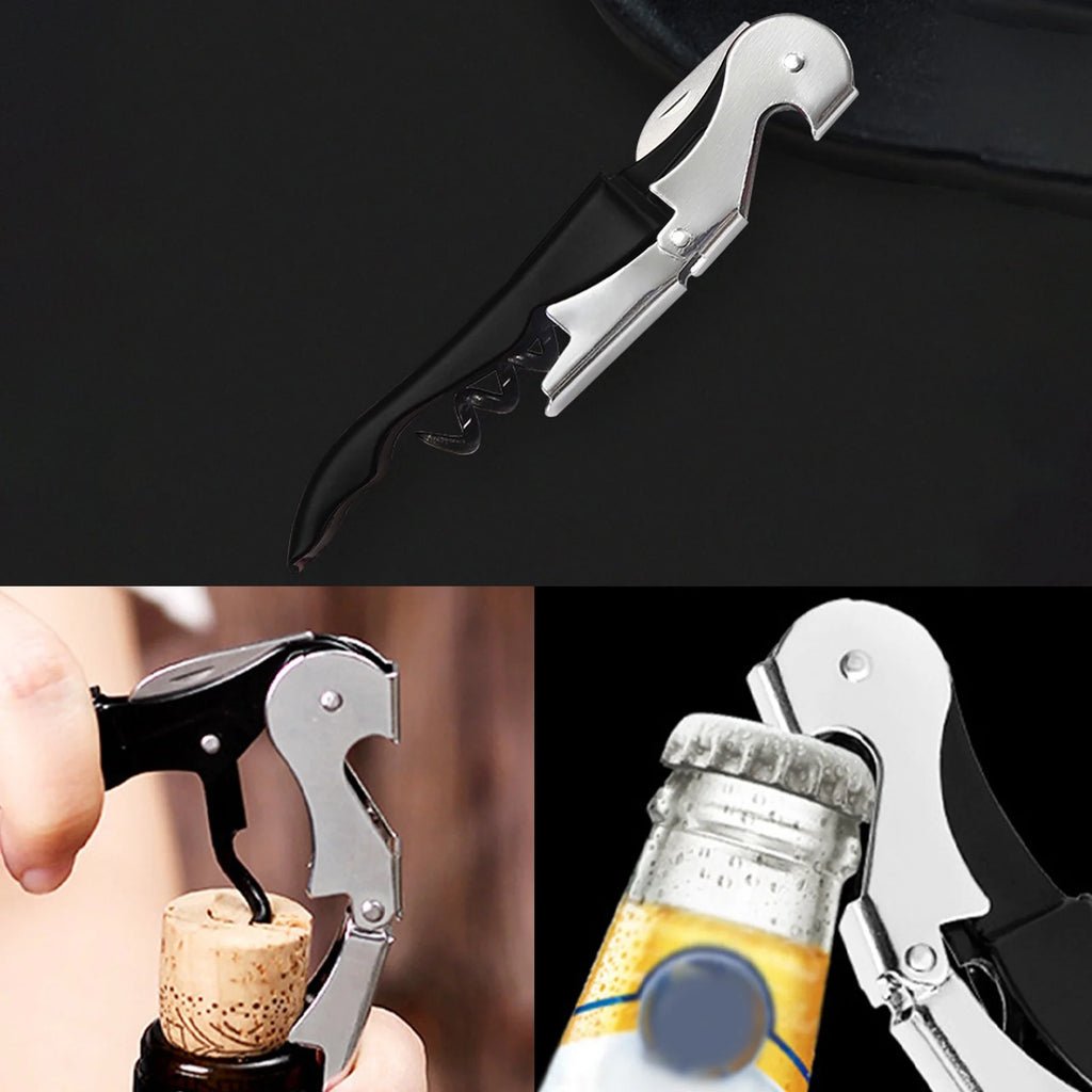 Manual Bottle Opener Double Hinged with Foil Cutter L7122