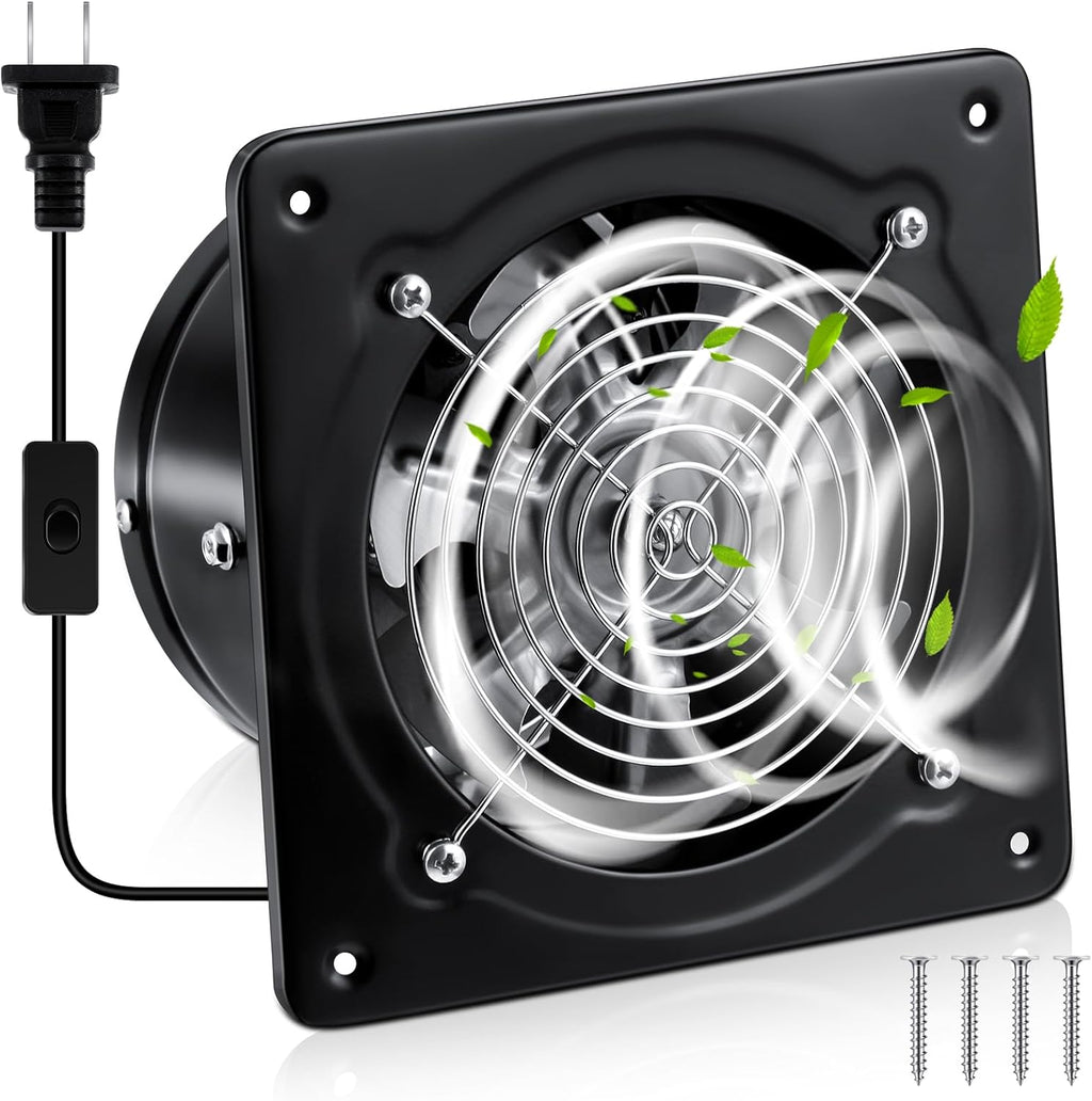Black 6 Inch Exhaust Fan with Switch and Damper T104216