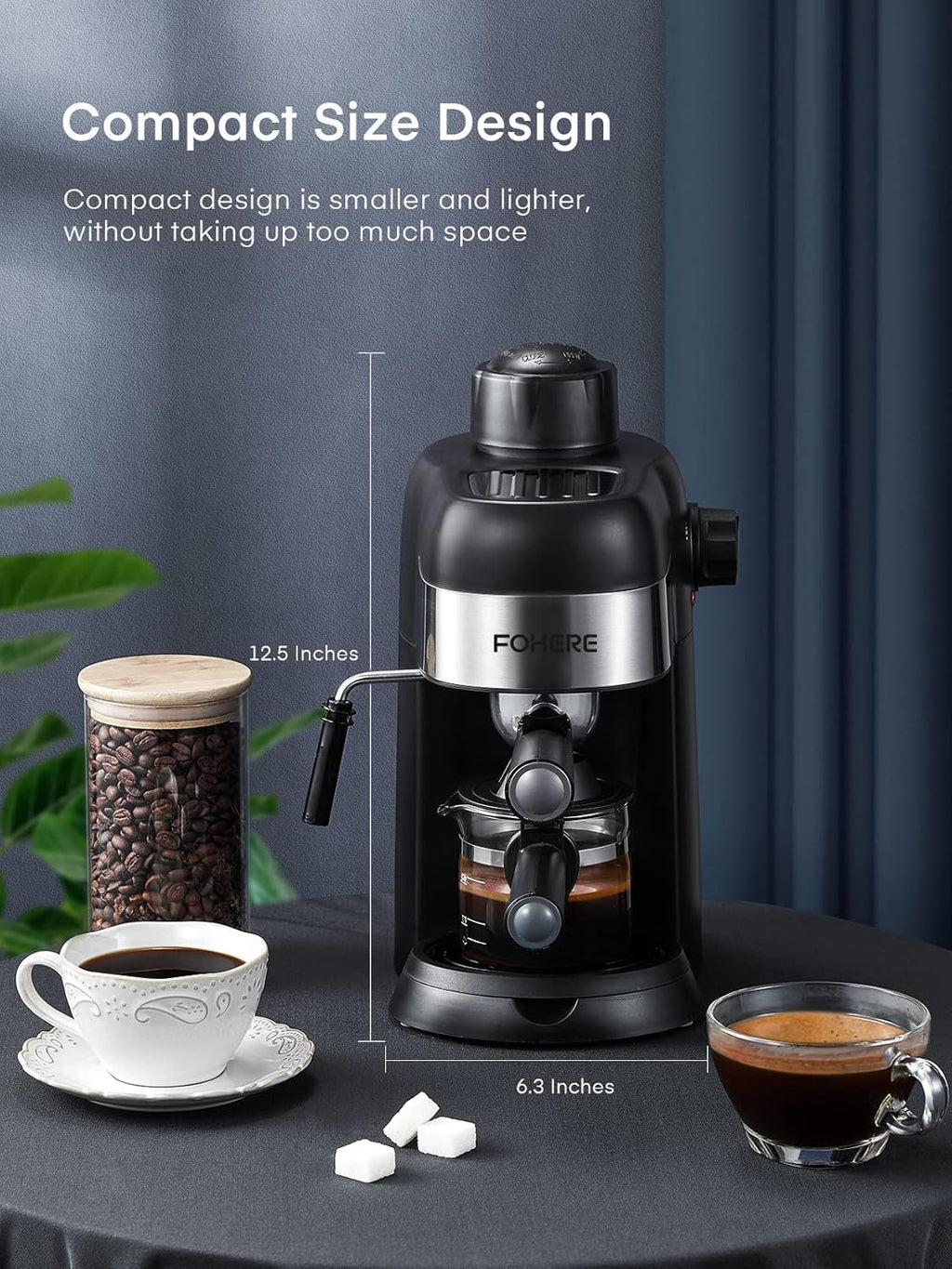 3.5 Bar 4 Cup Compact Espresso Machine with Milk Frother W46940