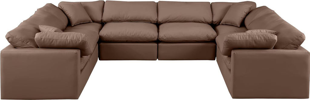 Brown Vegan Leather Sectional E49041