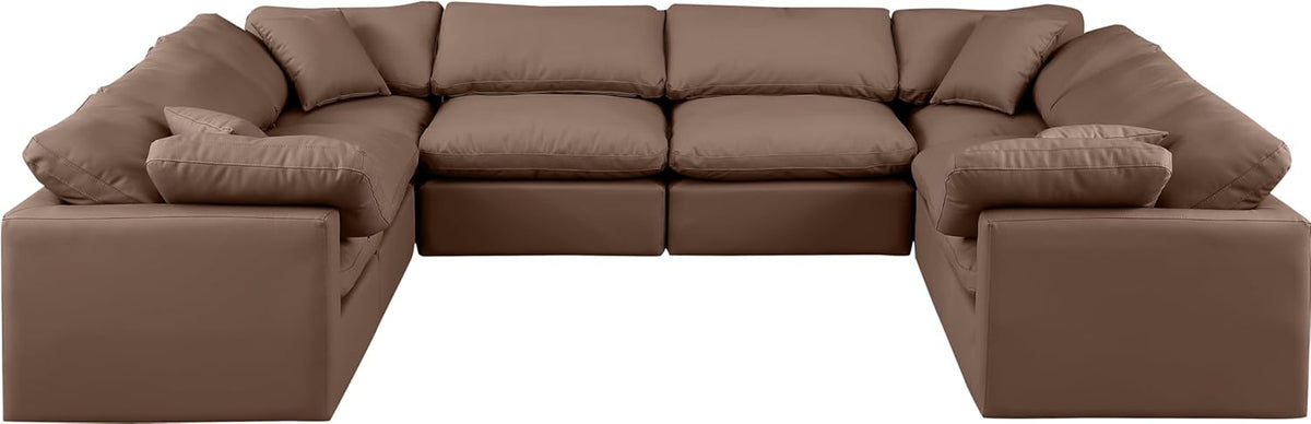 Brown Vegan Leather Sectional E49041