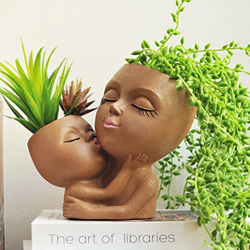 Black Head Resin Flower Pot F31333