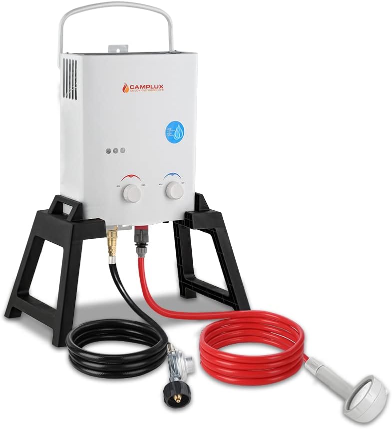 Portable Propane Tankless Water Heater with Stand and Carry Bag G980347