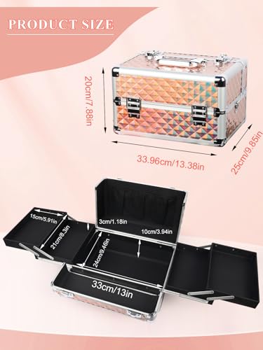 Black Portable Makeup Train Case with Lock and Shoulder Strap A2789