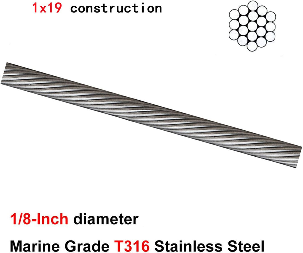 304 Stainless Steel Wire Rope 500ft 3/16 7x19 Cable V1303