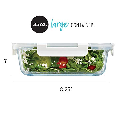 5-Pack Two Compartments Glass Storage Containers with Locking Lids, 27 oz. K350