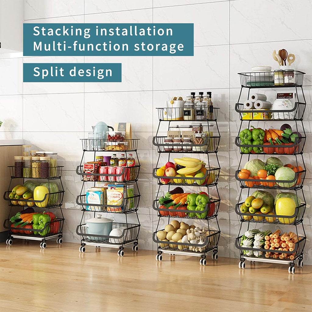 Black Iron Wire Stackable Storage Baskets F9371