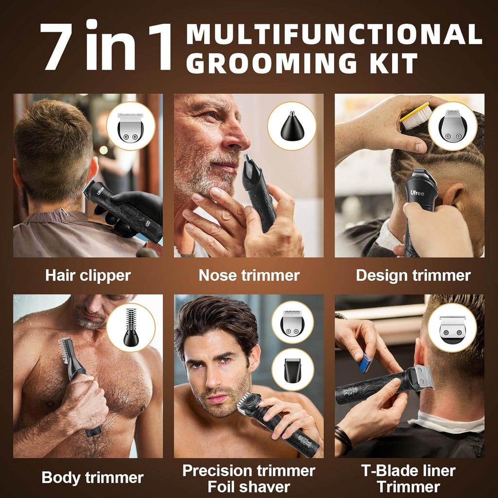Beard Trimmer Electric Razor Cordless Hair Clippers 7 in 1 Beard Grooming Kit T326
