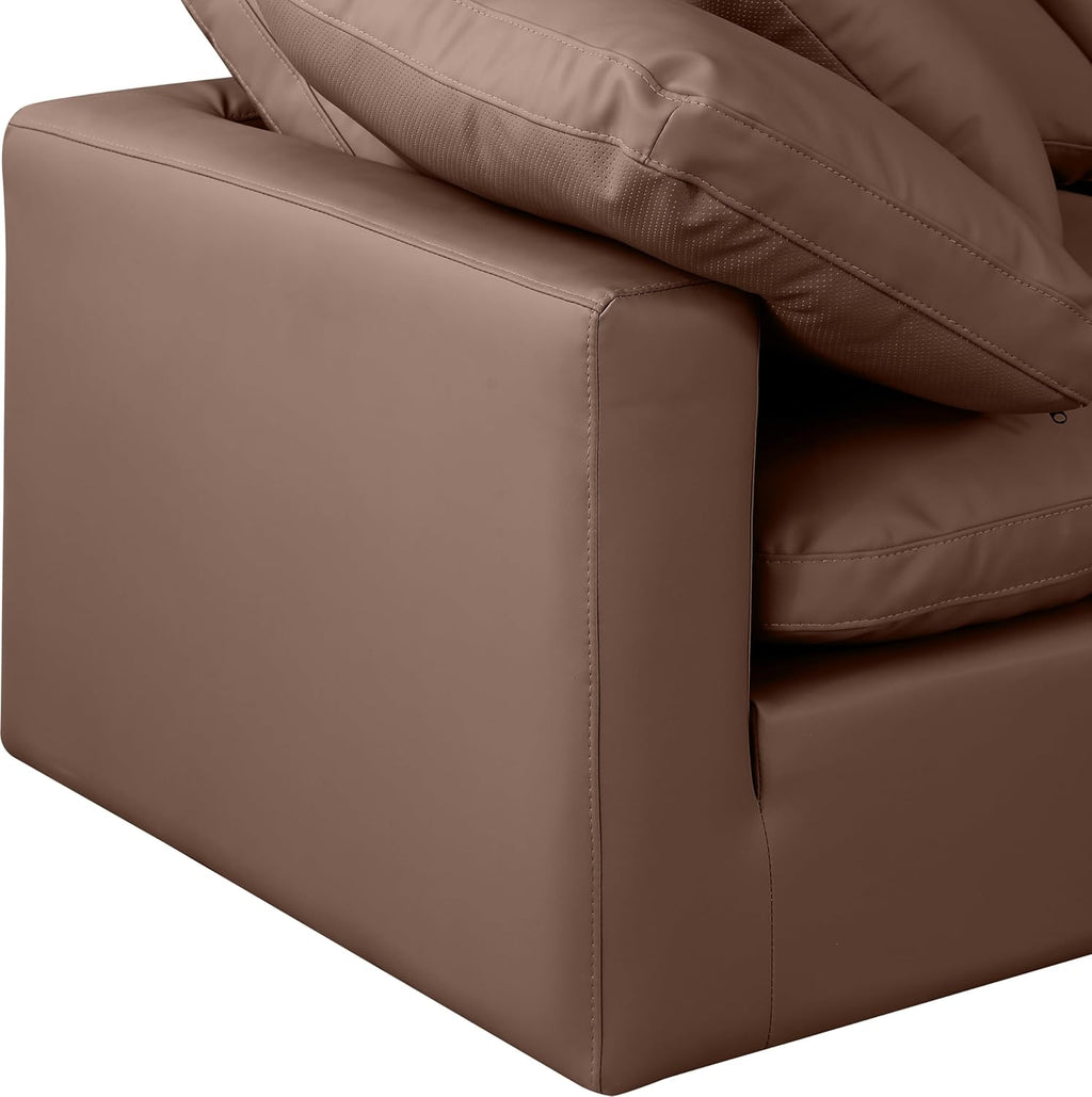 Brown Vegan Leather Sectional E49041