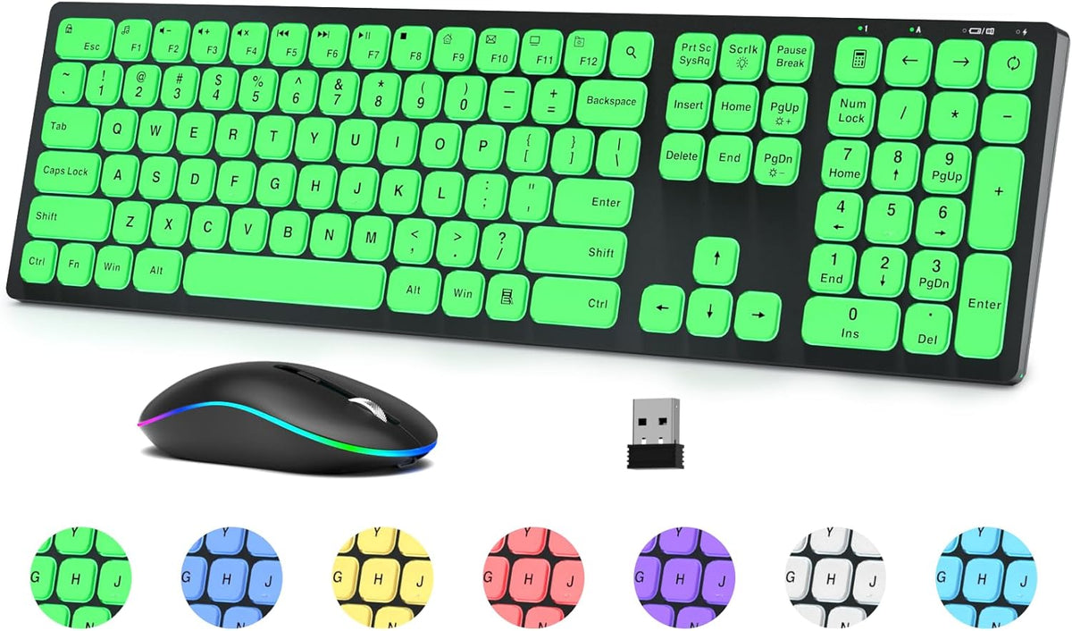 Slim Rechargeable Wireless Keyboard and Mouse Combo with RGB Backlit K92349