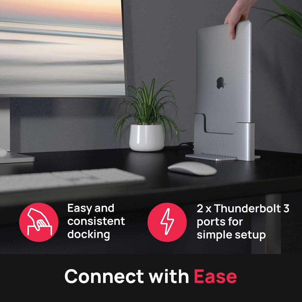 Vertical Docking Station with 2 Thunderbolt 3 Ports Space Gray B17692