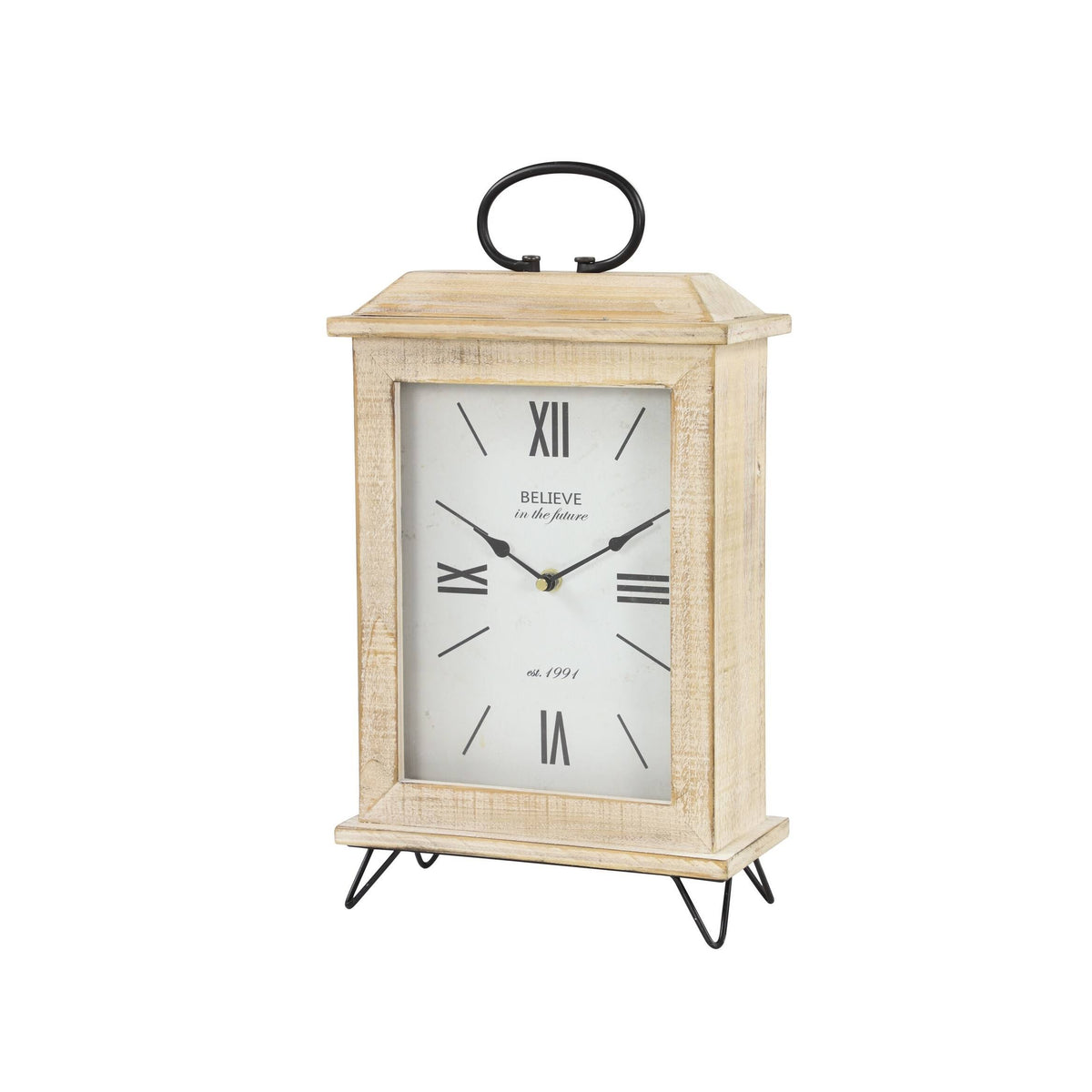 Rectangular Beige Wooden Table Clock N46871