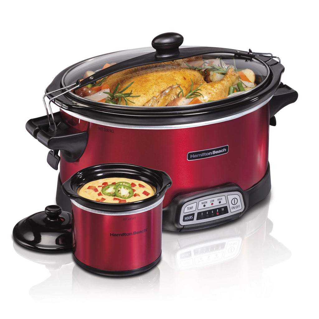 7 Quart Programmable Slow Cooker with Removable Crock, Red Z71879