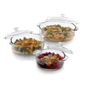 3-Piece Glass Casserole Baking Dish Set with Glass Covers K405