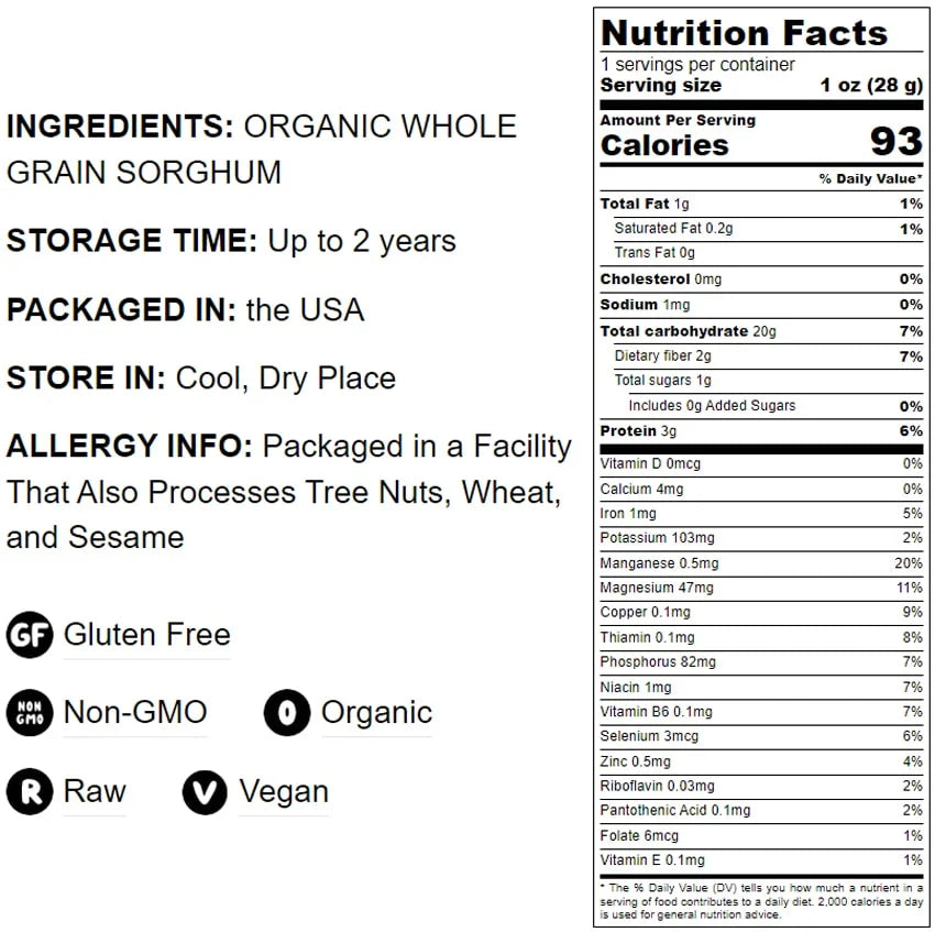 Gluten Free Organic Sorghum Grain, 10 Pounds A97748