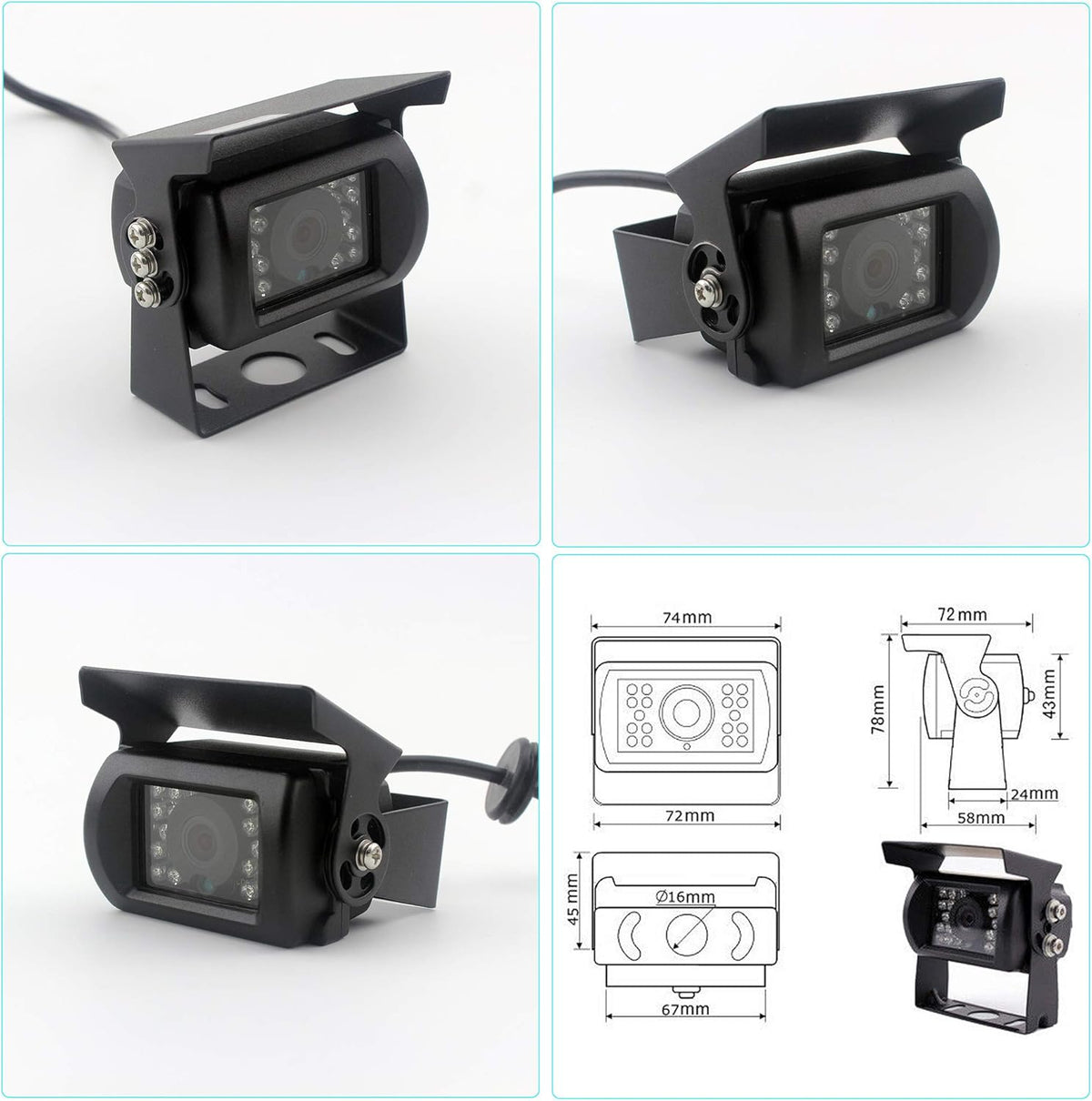 9 inch Monitor Car Backup Camera System with Quad Split Screen CCD Waterproof Night Vision Rear View Camera X959246