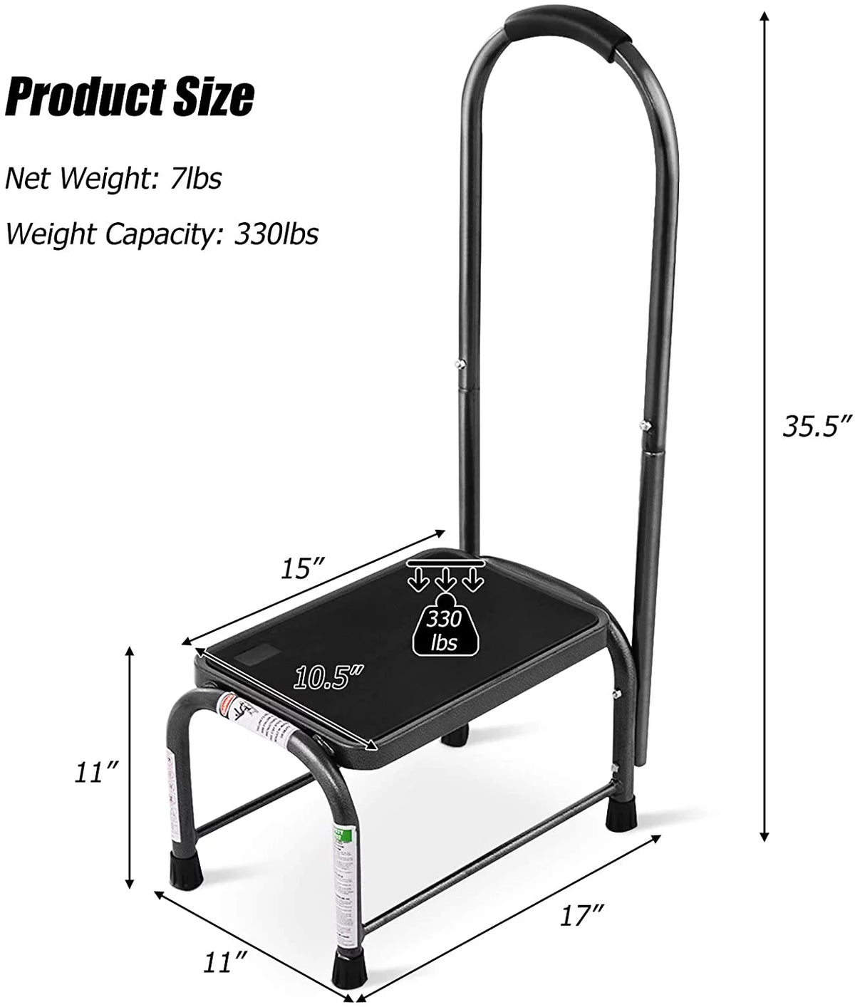 Heavy Duty Medical Step Stool with Handle & Non-Skid Rubber Platform, 330 Lbs Load Capacity Z763