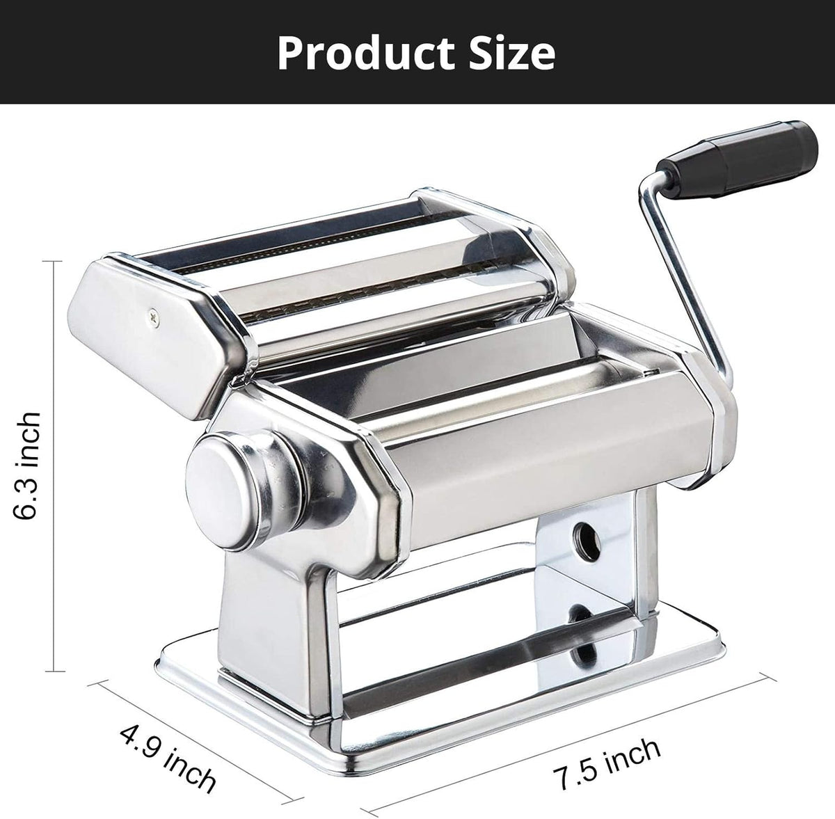 Stainless Steel Pasta Maker with 7 Thickness Settings W423